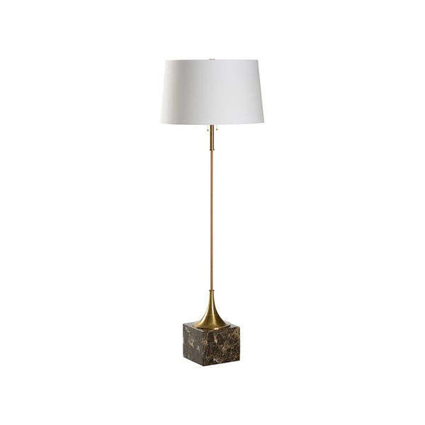 Wildwood Alsace Sculptural Floor Lamp With Marble Base, Cork Column & Antique Brass, Silk Shade, 70"H 61371