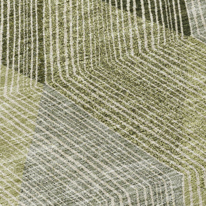 HomeRoots 5' Argyle Area Rug - Olive Green, Gray & Ivory - Washable, Durable for Indoor & Outdoor Use 8' Round 613713