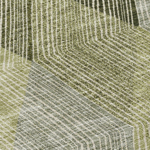 HomeRoots 5' Argyle Area Rug - Olive Green, Gray & Ivory - Washable, Durable for Indoor & Outdoor Use 8' Round 613713