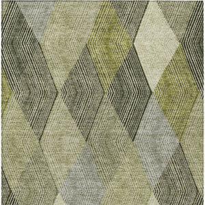 HomeRoots 5' Argyle Area Rug - Olive Green, Gray & Ivory - Washable, Durable for Indoor & Outdoor Use 8' X 10' 613714