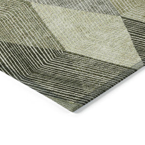 HomeRoots 5' Argyle Area Rug - Olive Green, Gray & Ivory - Washable, Durable for Indoor & Outdoor Use 8' X 10' 613714