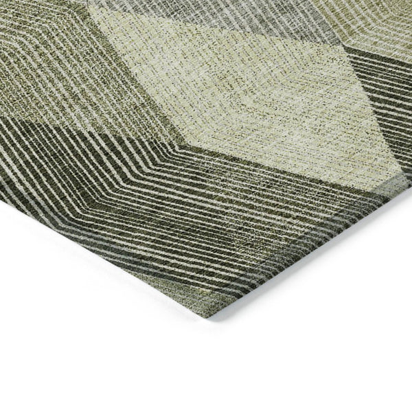 HomeRoots 5' Argyle Area Rug - Olive Green, Gray & Ivory - Washable, Durable for Indoor & Outdoor Use 8' X 10' 613714