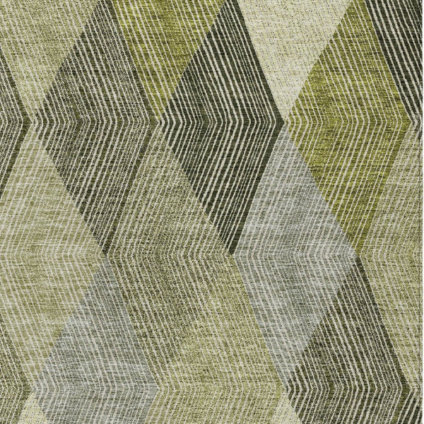 HomeRoots 5' Argyle Area Rug - Olive Green, Gray & Ivory - Washable, Durable for Indoor & Outdoor Use 8' X 10' 613714