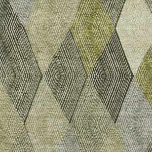 HomeRoots 5' Argyle Area Rug - Olive Green, Gray & Ivory - Washable, Durable for Indoor & Outdoor Use 9' X 12' 613715