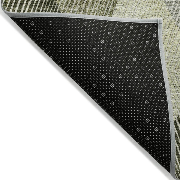 HomeRoots 5' Argyle Area Rug - Olive Green, Gray & Ivory - Washable, Durable for Indoor & Outdoor Use 10' X 14' 613716