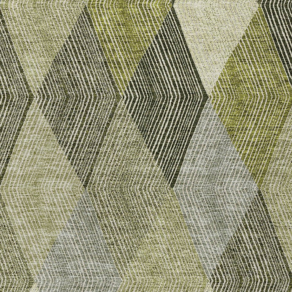 HomeRoots 5' Argyle Area Rug - Olive Green, Gray & Ivory - Washable, Durable for Indoor & Outdoor Use 10' X 14' 613716