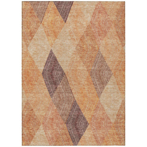 HomeRoots 5' Vibrant Argyle Area Rug in Orange Peach and Ruby Red - Durable, Washable for Indoor & Outdoor Use 5' X 8' 613718