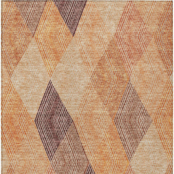 HomeRoots 5' Vibrant Argyle Area Rug in Orange Peach and Ruby Red - Durable, Washable for Indoor & Outdoor Use 5' X 8' 613718