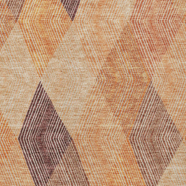 HomeRoots 5' Vibrant Argyle Area Rug in Orange Peach and Ruby Red - Durable, Washable for Indoor & Outdoor Use 8' X 10' 613720