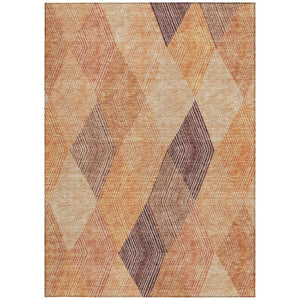HomeRoots 5' Vibrant Argyle Area Rug in Orange Peach and Ruby Red - Durable, Washable for Indoor & Outdoor Use 9' X 12' 613721