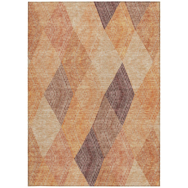 HomeRoots 5' Vibrant Argyle Area Rug in Orange Peach and Ruby Red - Durable, Washable for Indoor & Outdoor Use 9' X 12' 613721
