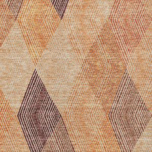 HomeRoots 5' Vibrant Argyle Area Rug in Orange Peach and Ruby Red - Durable, Washable for Indoor & Outdoor Use 10' X 14' 613722