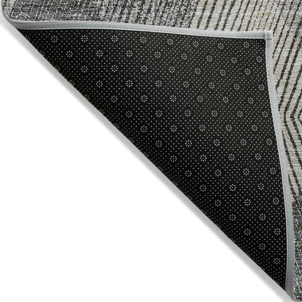 HomeRoots 5' Stylish Pewter Gray and Gold Argyle Washable Area Rug for Indoor and Outdoor Use, Durable Design 8' X 10' 613732
