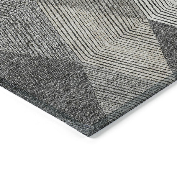 HomeRoots 5' Stylish Pewter Gray and Gold Argyle Washable Area Rug for Indoor and Outdoor Use, Durable Design 8' X 10' 613732