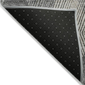HomeRoots 5' Stylish Pewter Gray and Gold Argyle Washable Area Rug for Indoor and Outdoor Use, Durable Design 10' X 14' 613734