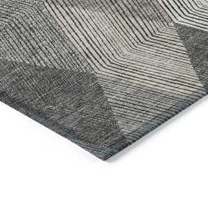 HomeRoots 5' Stylish Pewter Gray and Gold Argyle Washable Area Rug for Indoor and Outdoor Use, Durable Design 10' X 14' 613734