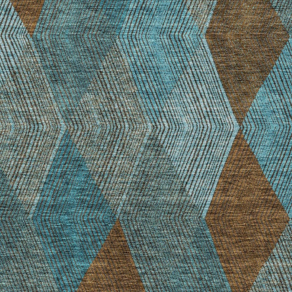 HomeRoots 5' Timeless Argyle Indoor Outdoor Area Rug in Teal Blue, Aqua, and Brown - Durable & Washable Design 8' X 10' 613738
