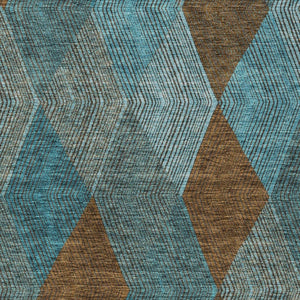 HomeRoots 5' Timeless Argyle Indoor Outdoor Area Rug in Teal Blue, Aqua, and Brown - Durable & Washable Design 9' X 12' 613739