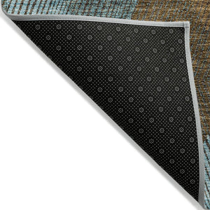 HomeRoots 5' Timeless Argyle Indoor Outdoor Area Rug in Teal Blue, Aqua, and Brown - Durable & Washable Design 10' X 14' 613740