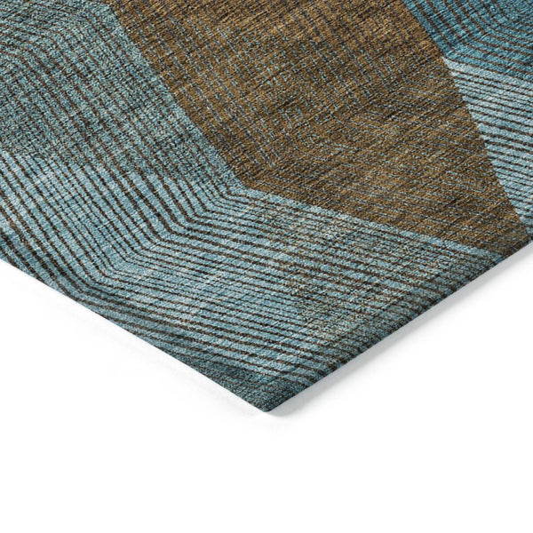 HomeRoots 5' Timeless Argyle Indoor Outdoor Area Rug in Teal Blue, Aqua, and Brown - Durable & Washable Design 10' X 14' 613740