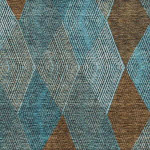 HomeRoots 5' Timeless Argyle Indoor Outdoor Area Rug in Teal Blue, Aqua, and Brown - Durable & Washable Design 10' X 14' 613740