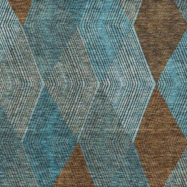 HomeRoots 5' Timeless Argyle Indoor Outdoor Area Rug in Teal Blue, Aqua, and Brown - Durable & Washable Design 10' X 14' 613740