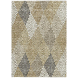 HomeRoots 5' Washable Wheat Taupe and Ivory Argyle Indoor Outdoor Area Rug for Easy Care and Style 5' X 8' 613742