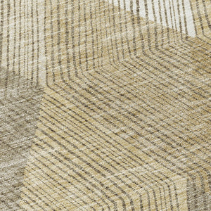 HomeRoots 5' Washable Wheat Taupe and Ivory Argyle Indoor Outdoor Area Rug for Easy Care and Style 8' Round 613743