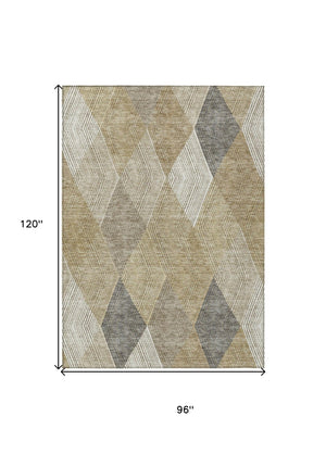HomeRoots 5' Washable Wheat Taupe and Ivory Argyle Indoor Outdoor Area Rug for Easy Care and Style 8' X 10' 613744