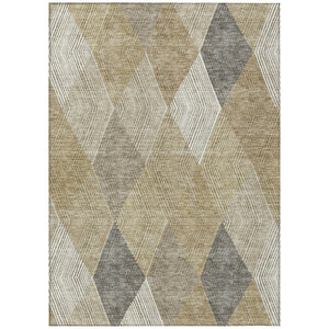HomeRoots 5' Washable Wheat Taupe and Ivory Argyle Indoor Outdoor Area Rug for Easy Care and Style 8' X 10' 613744
