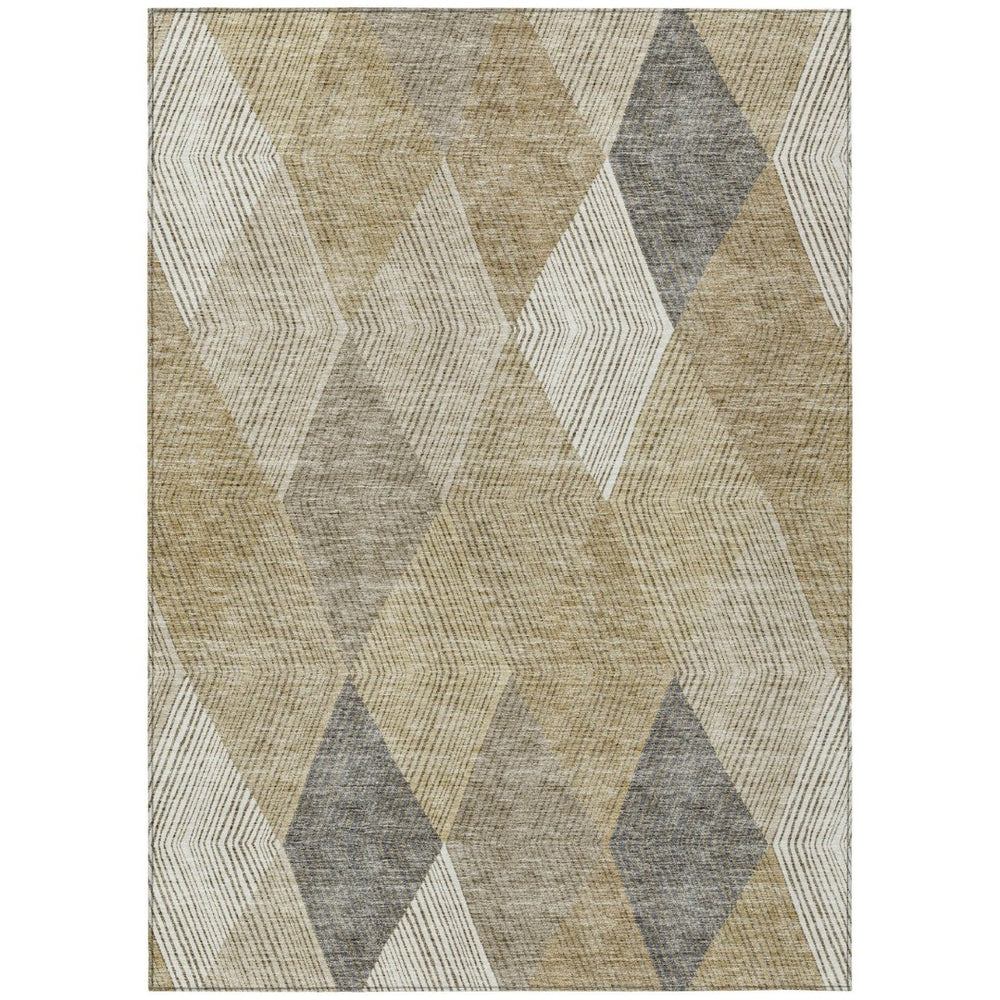 HomeRoots 9' X 12' Wheat Taupe & Ivory Argyle Rug – Stylish, Washable Indoor/Outdoor Area Rug for Any Space 613745