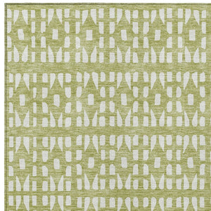 HomeRoots 5' Sage and Ivory Geometric Area Rug - Stylish, Washable, Durable for Indoor and Outdoor Spaces 5' X 8' 613748