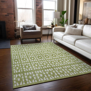 HomeRoots 5' Sage and Ivory Geometric Area Rug - Stylish, Washable, Durable for Indoor and Outdoor Spaces 5' X 8' 613748