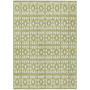 HomeRoots 5' Sage and Ivory Geometric Area Rug - Stylish, Washable, Durable for Indoor and Outdoor Spaces 8' X 10' 613750