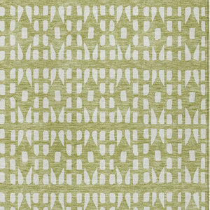 HomeRoots 5' Sage and Ivory Geometric Area Rug - Stylish, Washable, Durable for Indoor and Outdoor Spaces 8' X 10' 613750