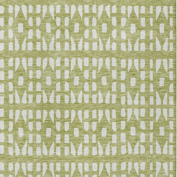 HomeRoots 5' Sage and Ivory Geometric Area Rug - Stylish, Washable, Durable for Indoor and Outdoor Spaces 8' X 10' 613750
