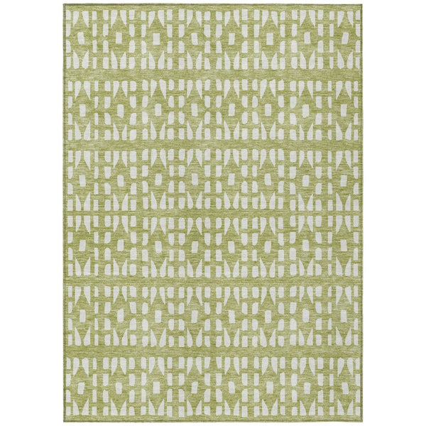 HomeRoots 5' Sage and Ivory Geometric Area Rug - Stylish, Washable, Durable for Indoor and Outdoor Spaces 9' X 12' 613751