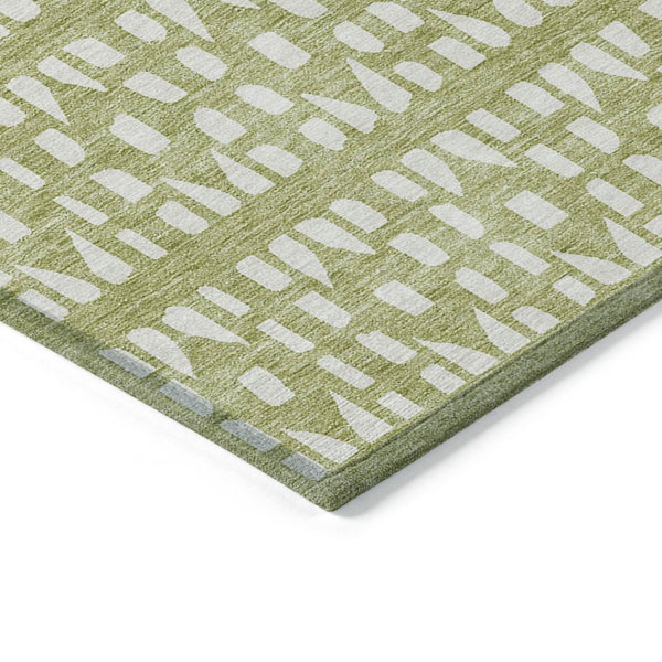 HomeRoots 5' Sage and Ivory Geometric Area Rug - Stylish, Washable, Durable for Indoor and Outdoor Spaces 9' X 12' 613751