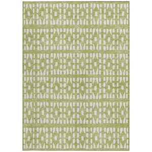HomeRoots 5' Sage and Ivory Geometric Area Rug - Stylish, Washable, Durable for Indoor and Outdoor Spaces 9' X 12' 613751