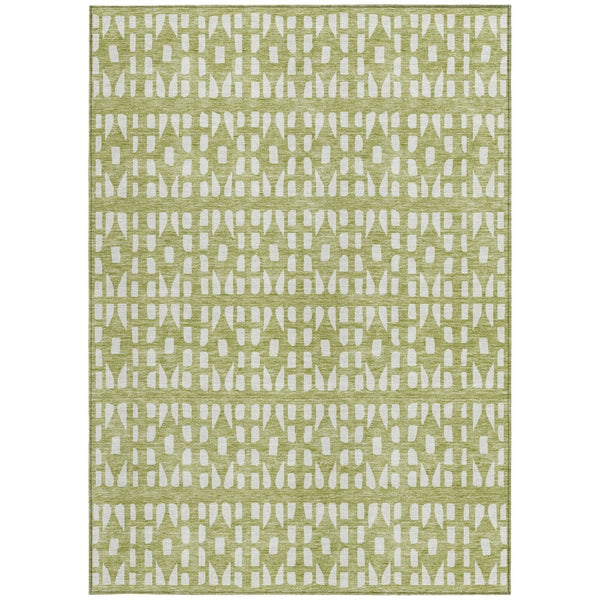 HomeRoots 5' Sage and Ivory Geometric Area Rug - Stylish, Washable, Durable for Indoor and Outdoor Spaces 10' X 14' 613752