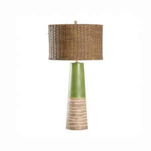 Wildwood Manila Palm Lamp With Green-Brown Glaze, 31" Slim Silhouette For Coastal, Boho & Modern Rooms 61376-2