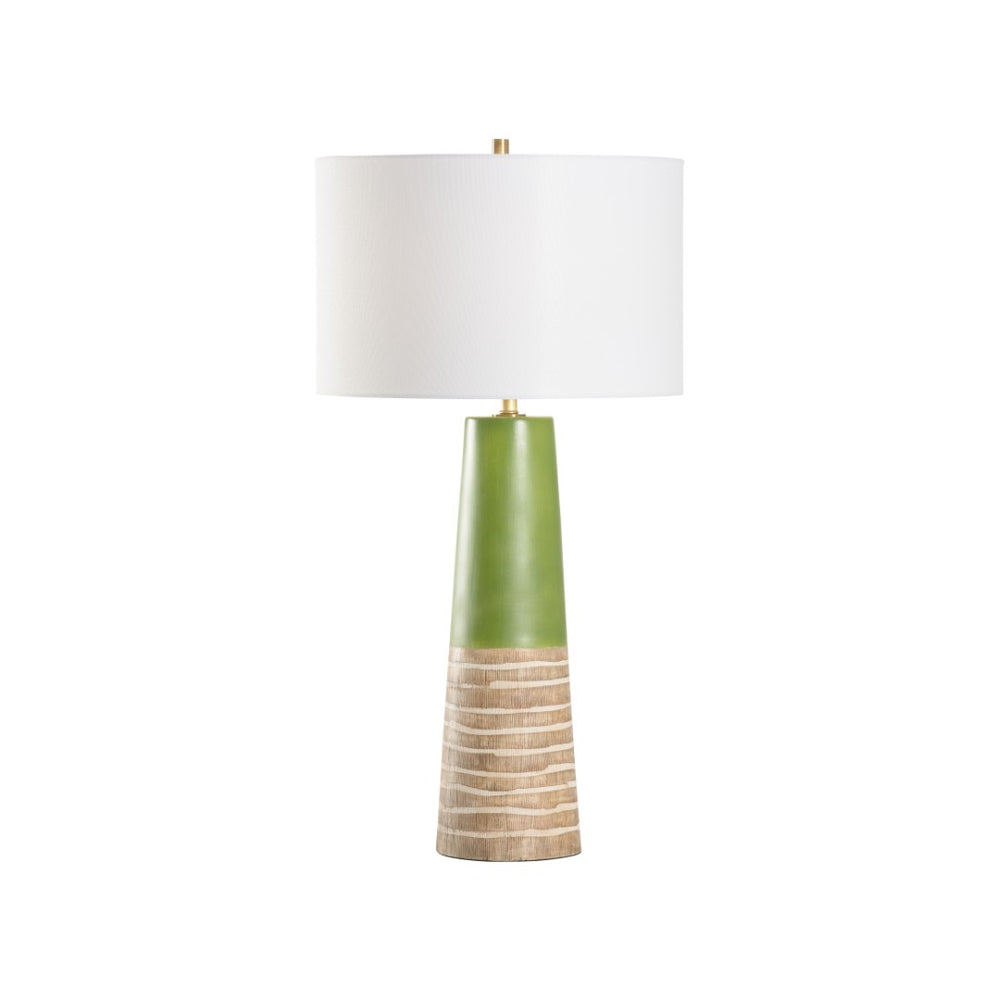 Wildwood Manila Sculpted Palm Lamp With Rattan Shade — 31" Tall Coastal Green-Brown Glaze For Ambient Rooms 61376