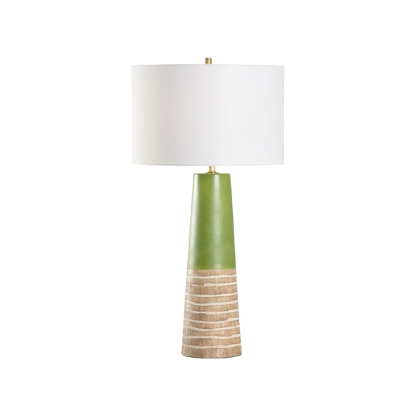Wildwood Manila Sculpted Palm Lamp With Rattan Shade — 31" Tall Coastal Green-Brown Glaze For Ambient Rooms 61376