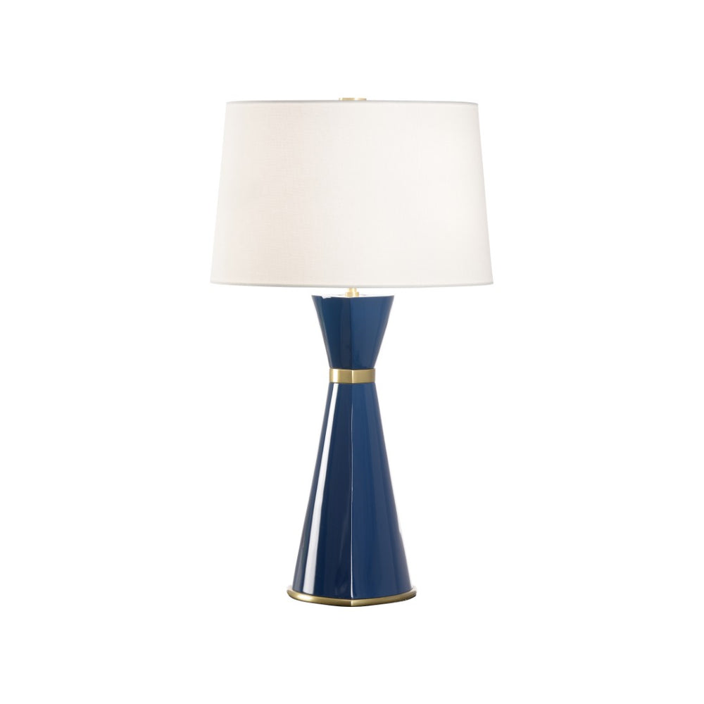 Wildwood Zuri Sculptural Table Lamp In Deep Blue With Antique Brass Accents — 28" Modern Vintage Accent Light 61377