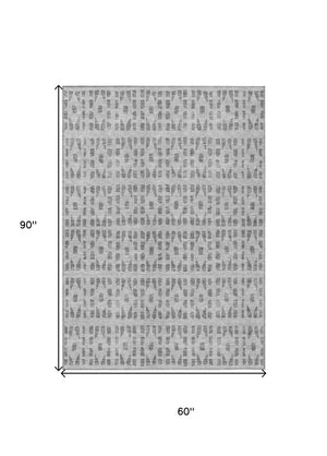 HomeRoots 5' Gray and Ivory Geometric Area Rug - Durable, Washable, Stylish Accent for Indoor or Outdoor Use 5' X 8' 613772