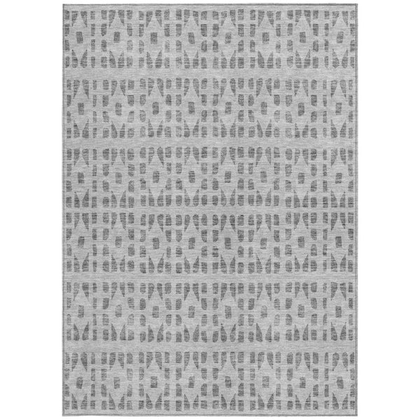 HomeRoots 5' Gray and Ivory Geometric Area Rug - Durable, Washable, Stylish Accent for Indoor or Outdoor Use 5' X 8' 613772