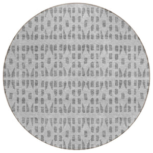 HomeRoots 5' Gray and Ivory Geometric Area Rug - Durable, Washable, Stylish Accent for Indoor or Outdoor Use 8' Round 613773