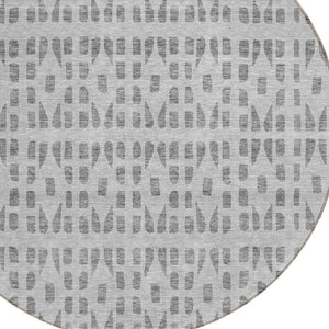 HomeRoots 5' Gray and Ivory Geometric Area Rug - Durable, Washable, Stylish Accent for Indoor or Outdoor Use 8' Round 613773