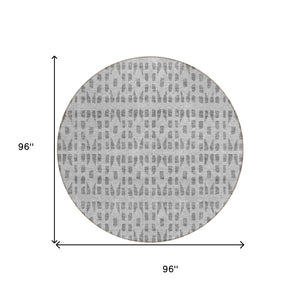 HomeRoots 5' Gray and Ivory Geometric Area Rug - Durable, Washable, Stylish Accent for Indoor or Outdoor Use 8' Round 613773