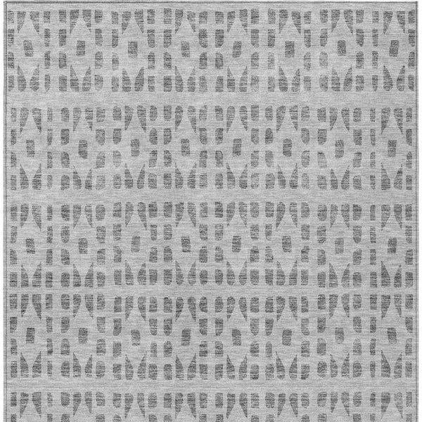 HomeRoots 5' Gray and Ivory Geometric Area Rug - Durable, Washable, Stylish Accent for Indoor or Outdoor Use 8' X 10' 613774